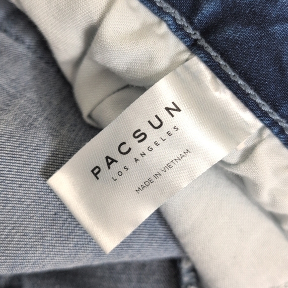 PacSun Stacked Skinny Jeans Medium Wash Distressed w Paint Splatter Men's 32x34 - Picture 12 of 14